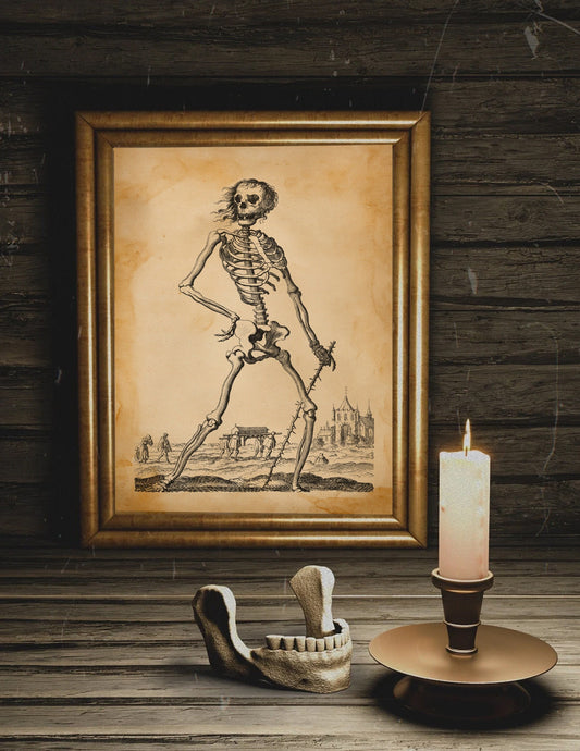 Halloween Skeleton Vintage Illustration Art Print