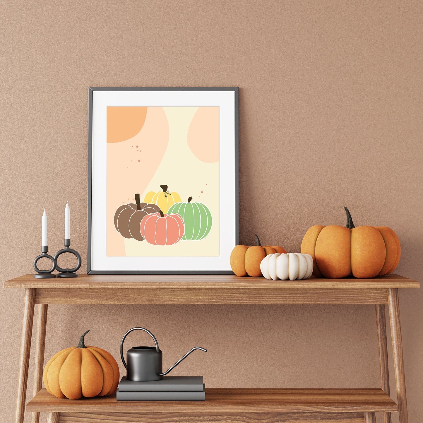 Pastel Pumpkins Thanksgiving Illustration Art Print, Boho Halloween, Boho Thanksgiving, Boho Fall Decor, Thanksgiving Art, Pumpkin Print