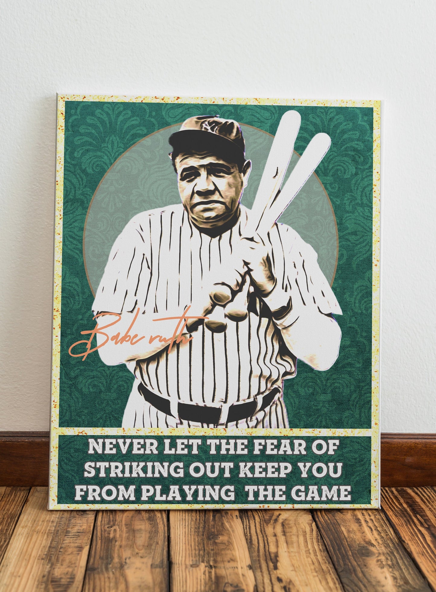 Babe Ruth Art Print, Babe Ruth Quote Art, Baseball Art, Baseball Player, Sports Wall Art, Sports Memorabilia, Babe Ruth Baseball, Baseball