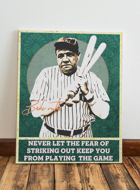 Babe Ruth Art Print, Babe Ruth Quote Art, Baseball Art, Baseball Player, Sports Wall Art, Sports Memorabilia, Babe Ruth Baseball, Baseball
