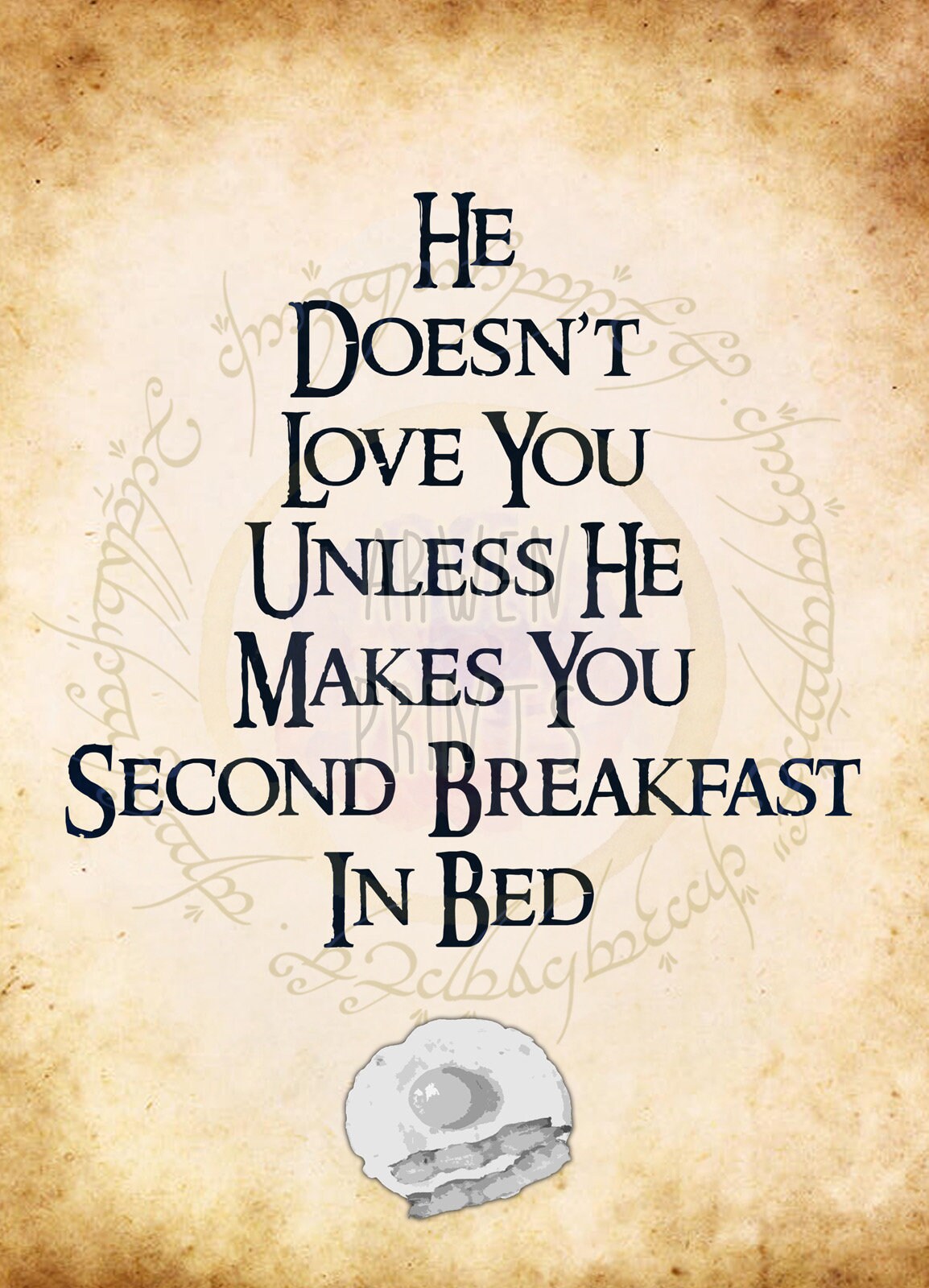 Lord of the Rings Second Breakfast, Funny LotR Print, Lord of the Rings Art Print, Second Breakfast, Breakfast in Bed, The Hobbit