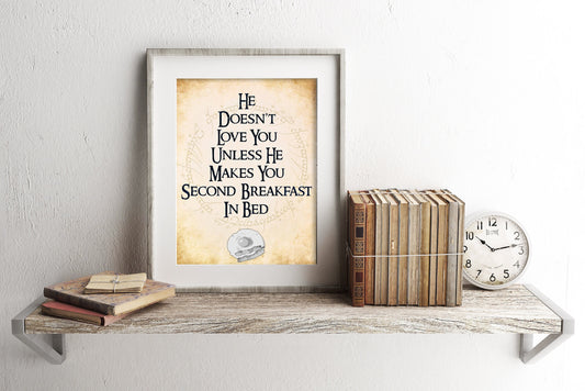 Lord of the Rings Second Breakfast, Funny LotR Print, Lord of the Rings Art Print, Second Breakfast, Breakfast in Bed, The Hobbit