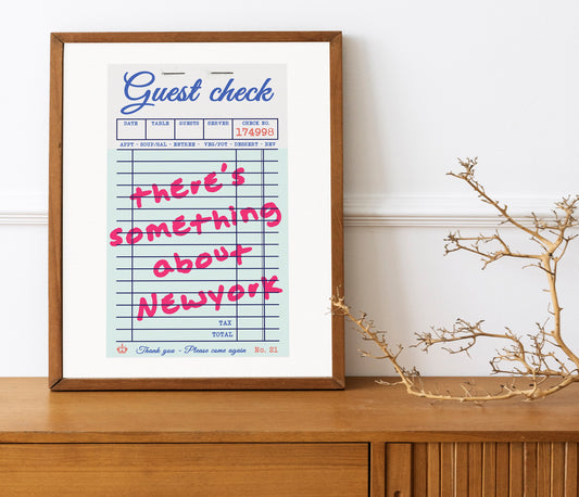 There’s Something About New York, New York Pride, Note Wall Art, Check Receipt Art, Room Decor, Kitchen Wall Art, New York Wall Art