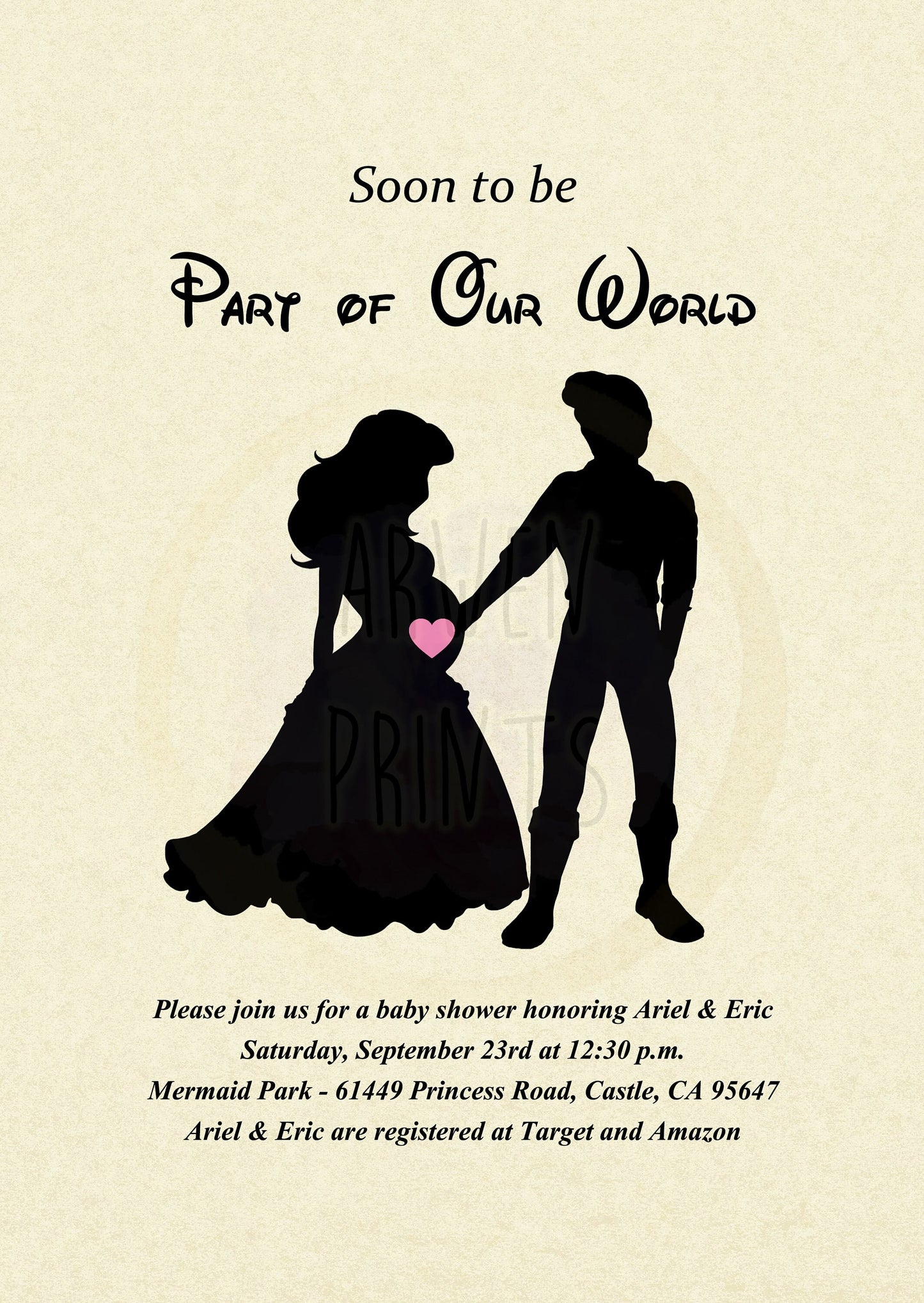 Little Mermaid Ariel & Eric Baby Shower Customizable Invitation [Digital File]