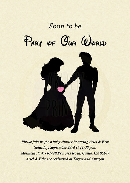 Little Mermaid Ariel & Eric Baby Shower Customizable Invitation [Digital File]