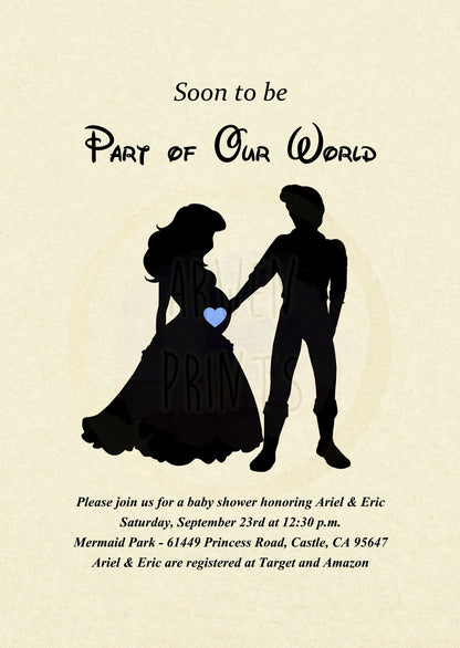 Little Mermaid Ariel & Eric Baby Shower Customizable Invitation [Digital File]