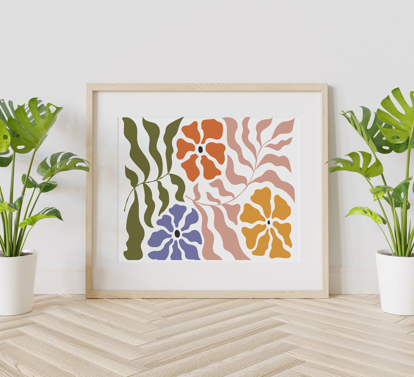 Colorful Flower And Leaf Boho Art Print