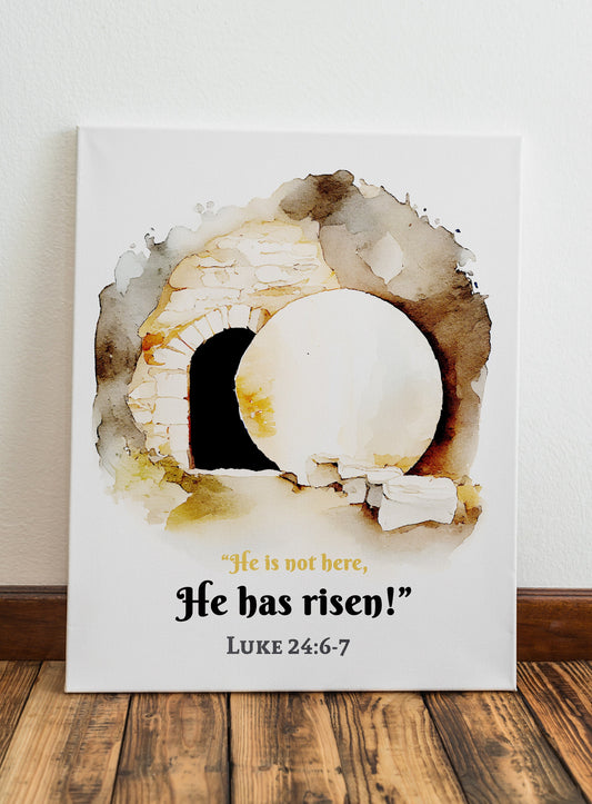Easter Decoration Jesus Empty Tomb Final Verse Wall Art Christian Religious He Is Risen Sign Scripture Quote Artwork Poster Print