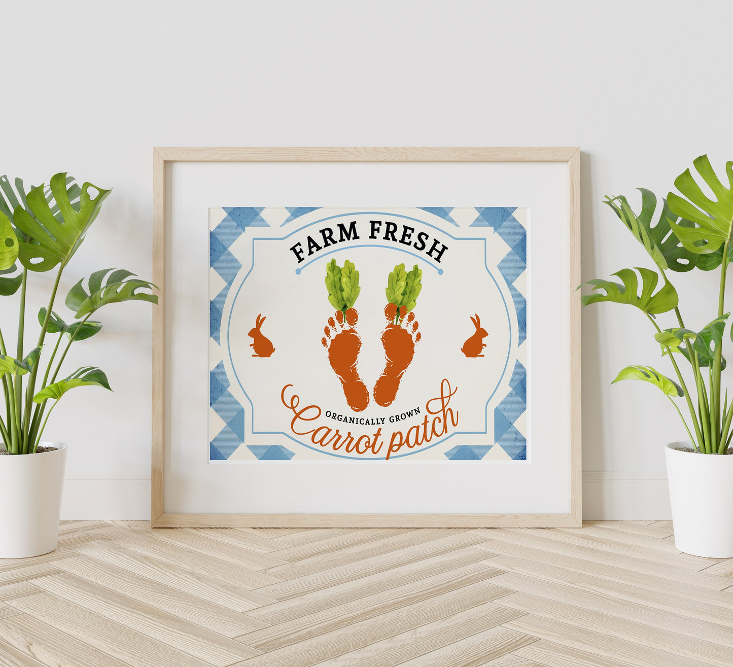 Farm Fresh Organically Grown Carrot Patch Art Print, Footprint Art, Rustic Farmhouse Decor, Rustic Wall Art, Farmhouse Wall Art