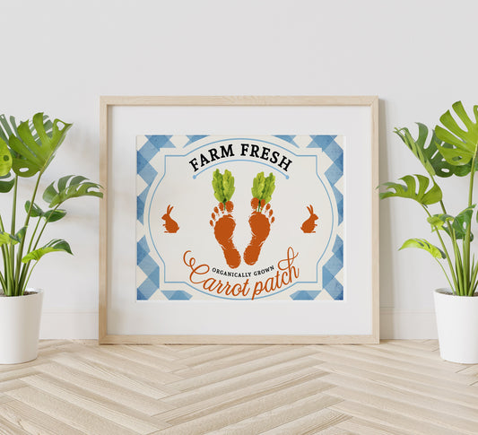 Farm Fresh Organically Grown Carrot Patch Art Print, Footprint Art, Rustic Farmhouse Decor, Rustic Wall Art, Farmhouse Wall Art