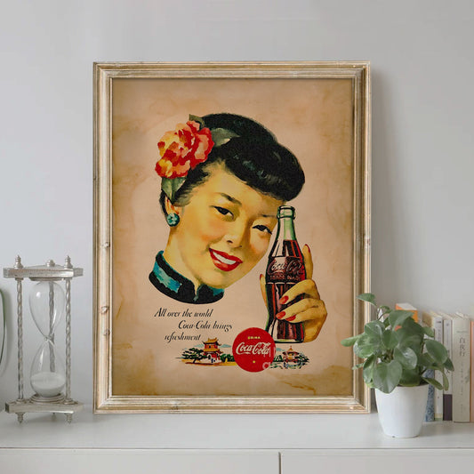 Coca Cola Woman Vintage Art Print, Coca Cola Wall Decor, Coca Cola Advertising