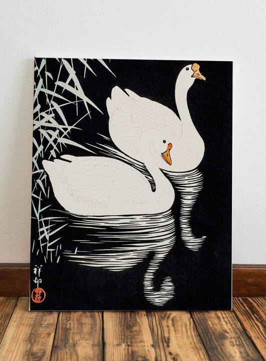 White Swan, Vintage Birds, Nursery Wall Art, Japanese Prints, Japan Poster Retro Wall Decor, Swan Illustration