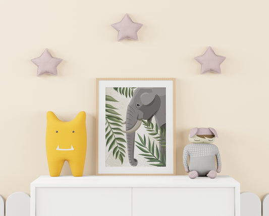 Elephant Nursery Art, Animal Nursery Art, Neutral Nursery Art, Nursery Decor, Boho Art