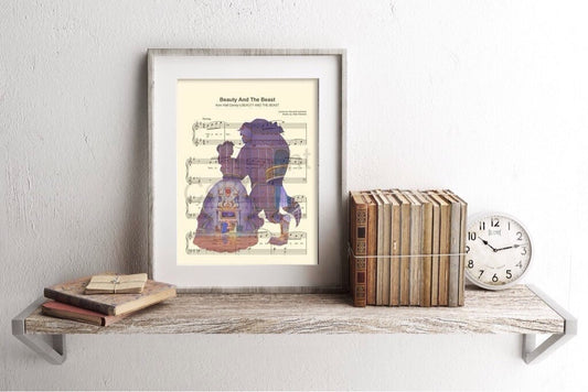 Beauty and the Beast Library Tale As Old As Time Disney Sheet Music Art Print