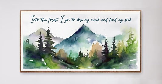Forest Quote Watercolor Canvas Art Print, Forest Art Wall Decor, Tree Art, Mountain Art