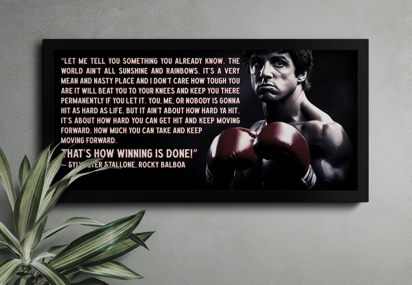 Motivational Gym Decor Canvas Wall Art, Rocky Balboa Art, Sylvester Stallone Art, Boxing Wall Art