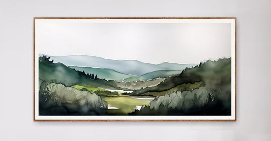 Forest Watercolor Canvas Art Print, Forest Art Wall Decor, Tree Art, Mountain Art
