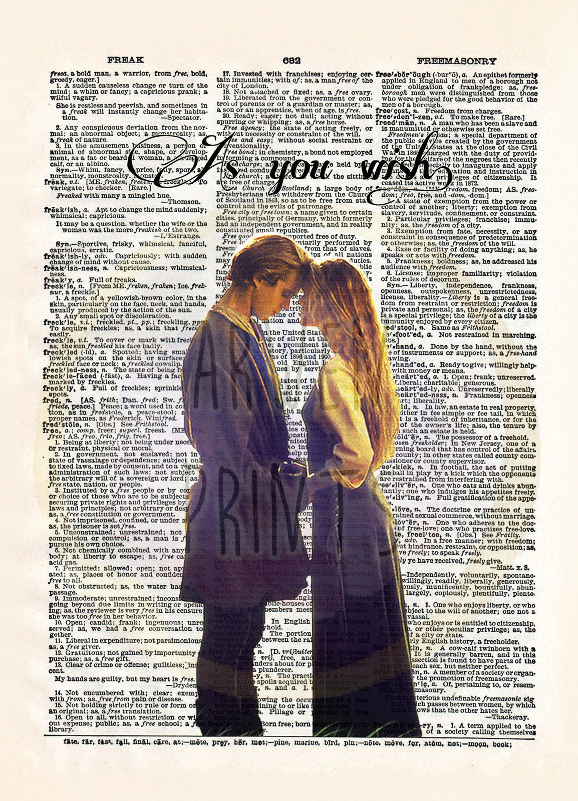 The Princess Bride As You Wish Dictionary Art Print