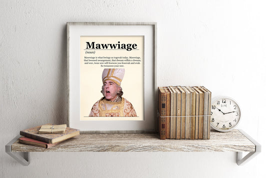 The Princess Bride Mawwiage Definition Art Print, Princess Bride Marriage Print, The Impressive Clergyman, Princess Bride Quote, Marriage