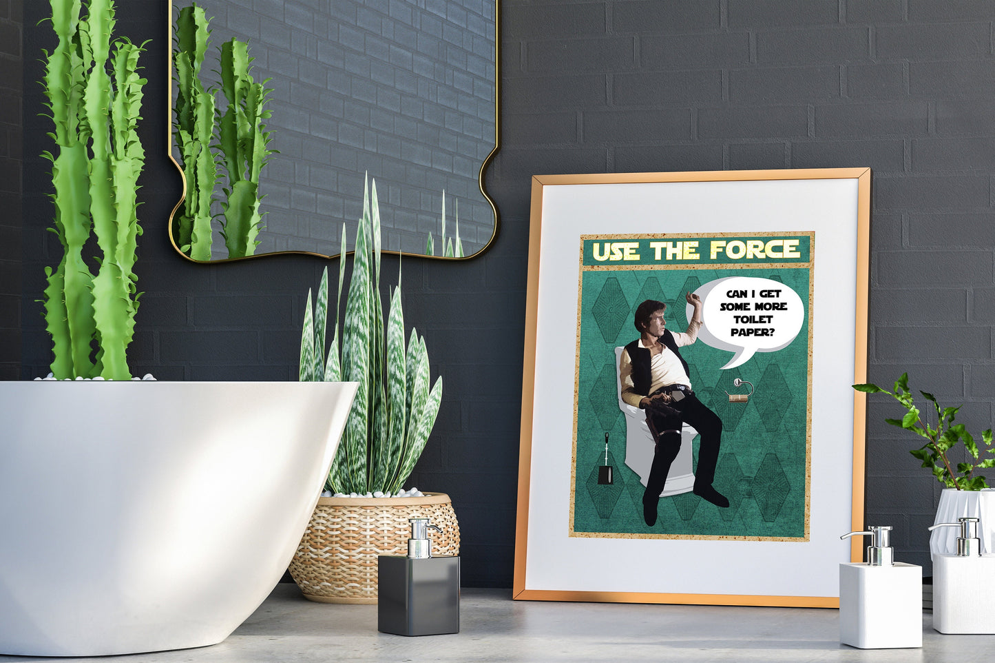 Star Wars Han Solo Use The Force Art Print, Use the Force Art, Funny Bathroom Print, Funny Bathroom Decor, Star Wars Bathroom Wall Art