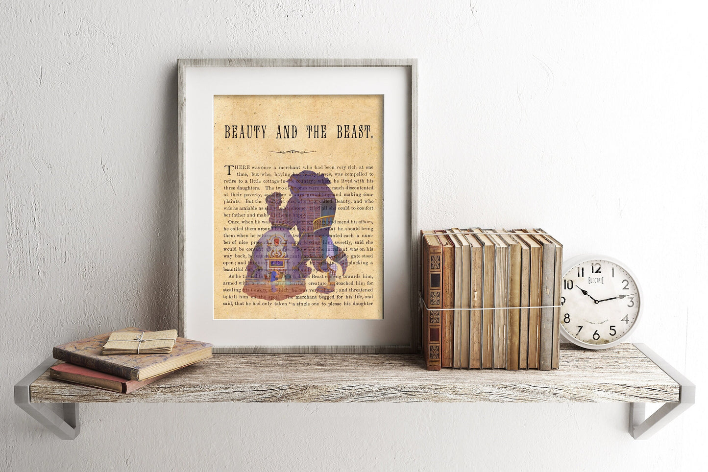Beauty and the Beast Library Disney Book Page Art Print