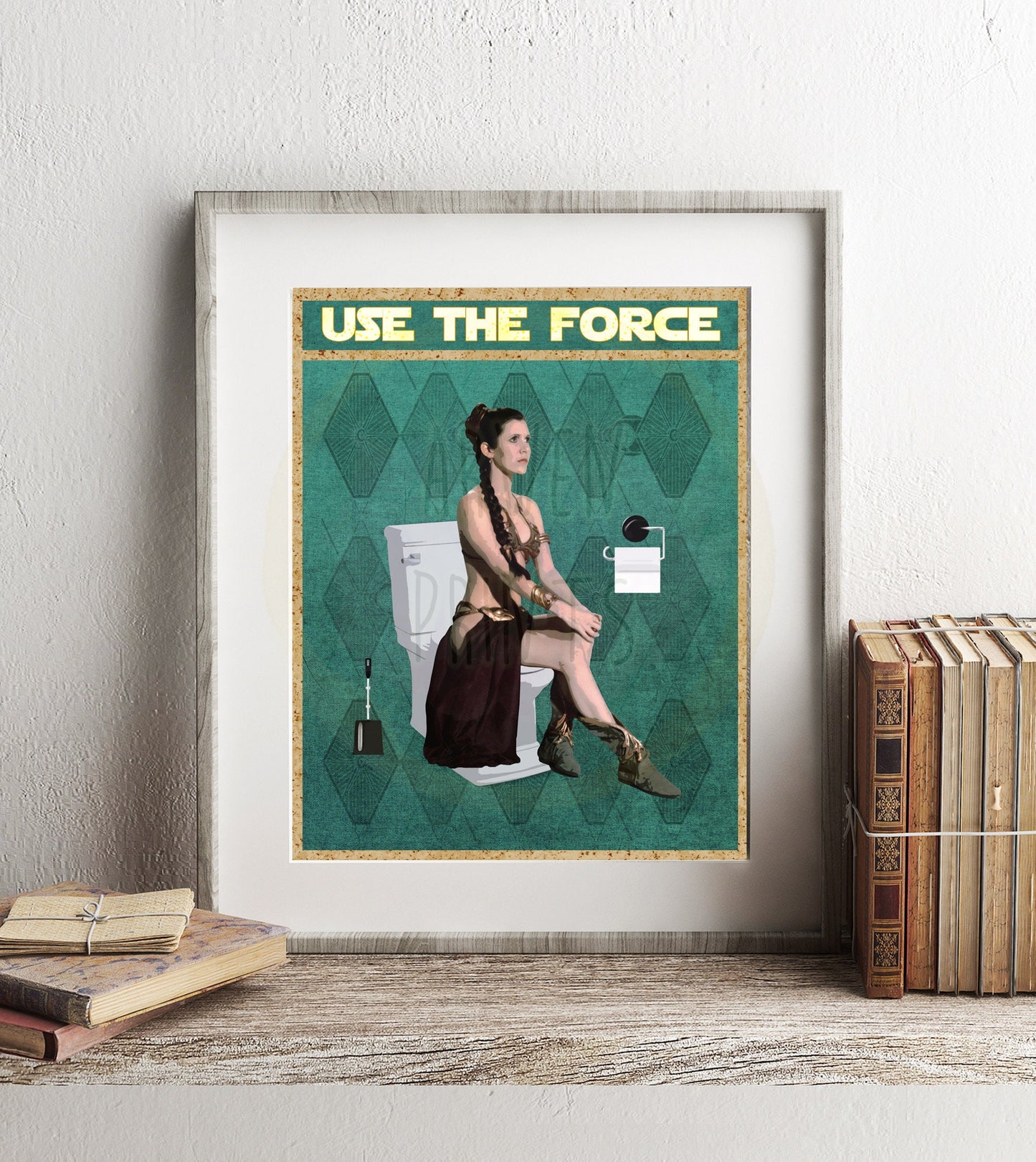 Star Wars Princess Leia Use The Force Art Print, Funny Bathroom Print, Leia Slave Print, Star Wars Bathroom Wall Art, Star Wars Wall Art