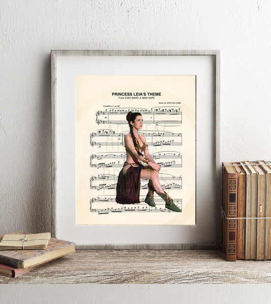 Star Wars Leia Slave A New Hope Sheet Music Wall Art — Disney Gift for Music Lovers