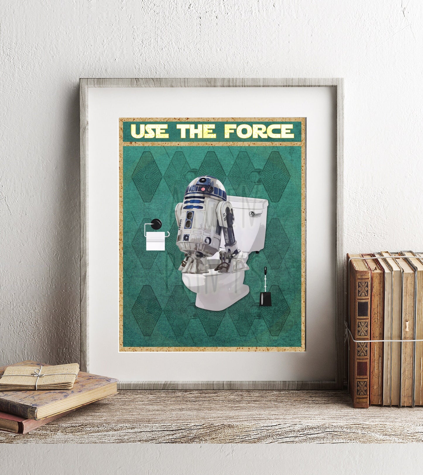 Star Wars R2D2 Use The Force Art Print, R2D2 Art, Funny Bathroom Print, Funny Bathroom Decor, Star Wars Bathroom Wall Art, Star Wars Decor
