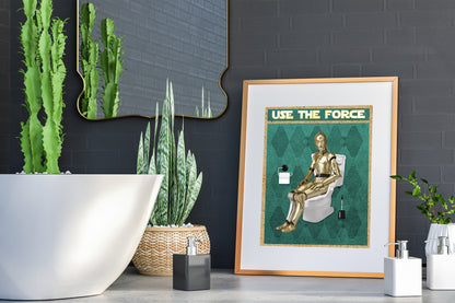 Star Wars C-3PO Use The Force Art Print, C-3PO Art, Funny Bathroom Print, Funny Bathroom Decor, Star Wars Bathroom Wall Art, Star Wars Decor