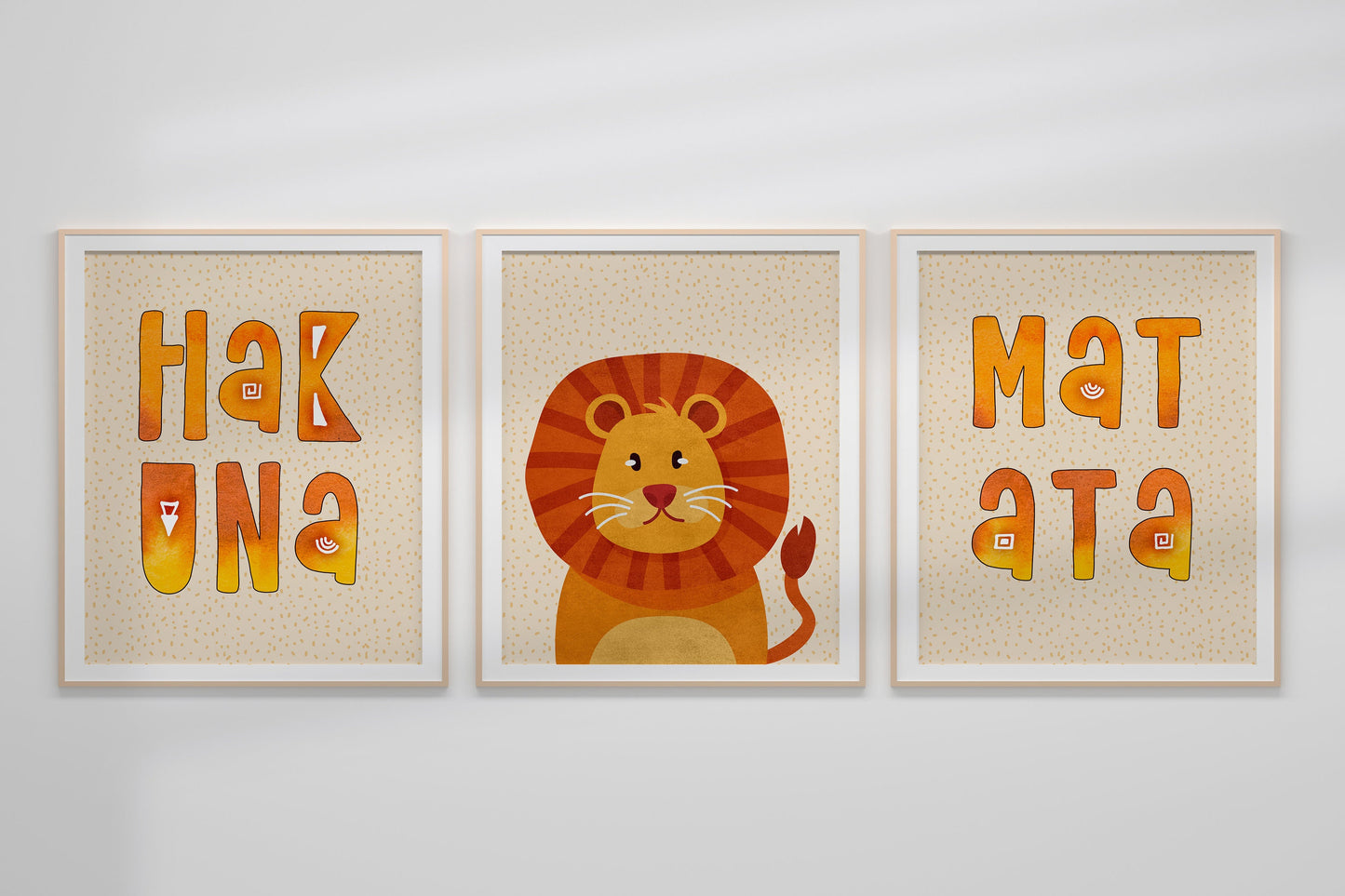 Hakuna Matata Neutral Baby Nursery Art, Neutral Lion Art, Nursery Decor, Boho Art