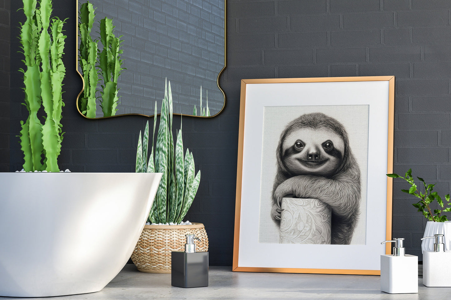 Sloth On Toilet Paper Funny Art Print, Funny Wall Art, Sloth Decor, Wall Art, Sloth Wall Art, Sloth, Bathroom Decor