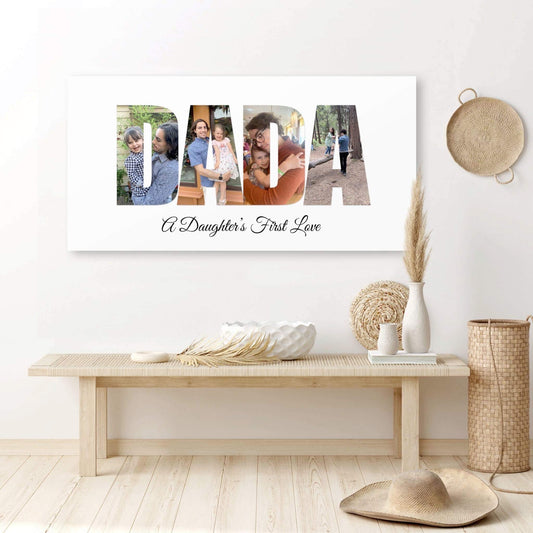 Custom Fathers Day Art, Father gift, Photo Father Art, Collage Photo Wood Canvas