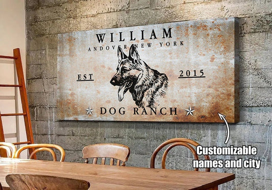 Custom Family Farm House Dog Ranch Decor Canvas Wall Art