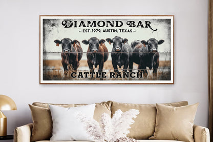Custom Family Farm House Cattle Ranch Decor Canvas Wall Art