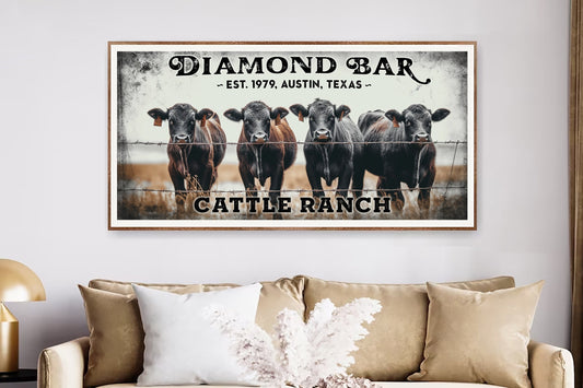 Custom Family Farm House Cattle Ranch Decor Canvas Wall Art