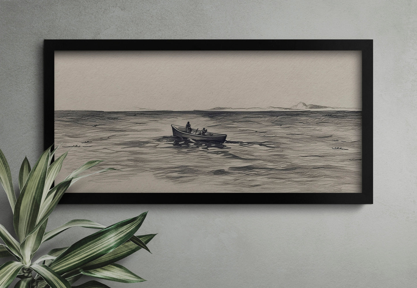 Boat In Lake Canvas Art Print, Water Art, Fisher Art