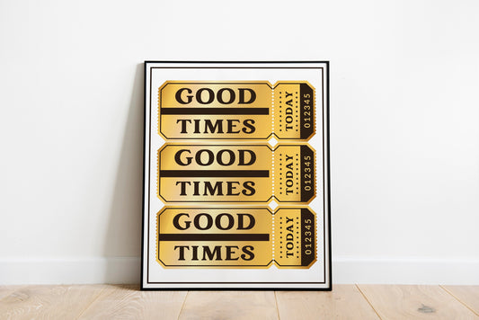 Home Theatre Good Times Gold Tickets Illustration
