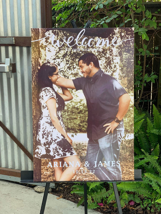 Custom Wedding Welcome Canvas With Picture, Names And Date