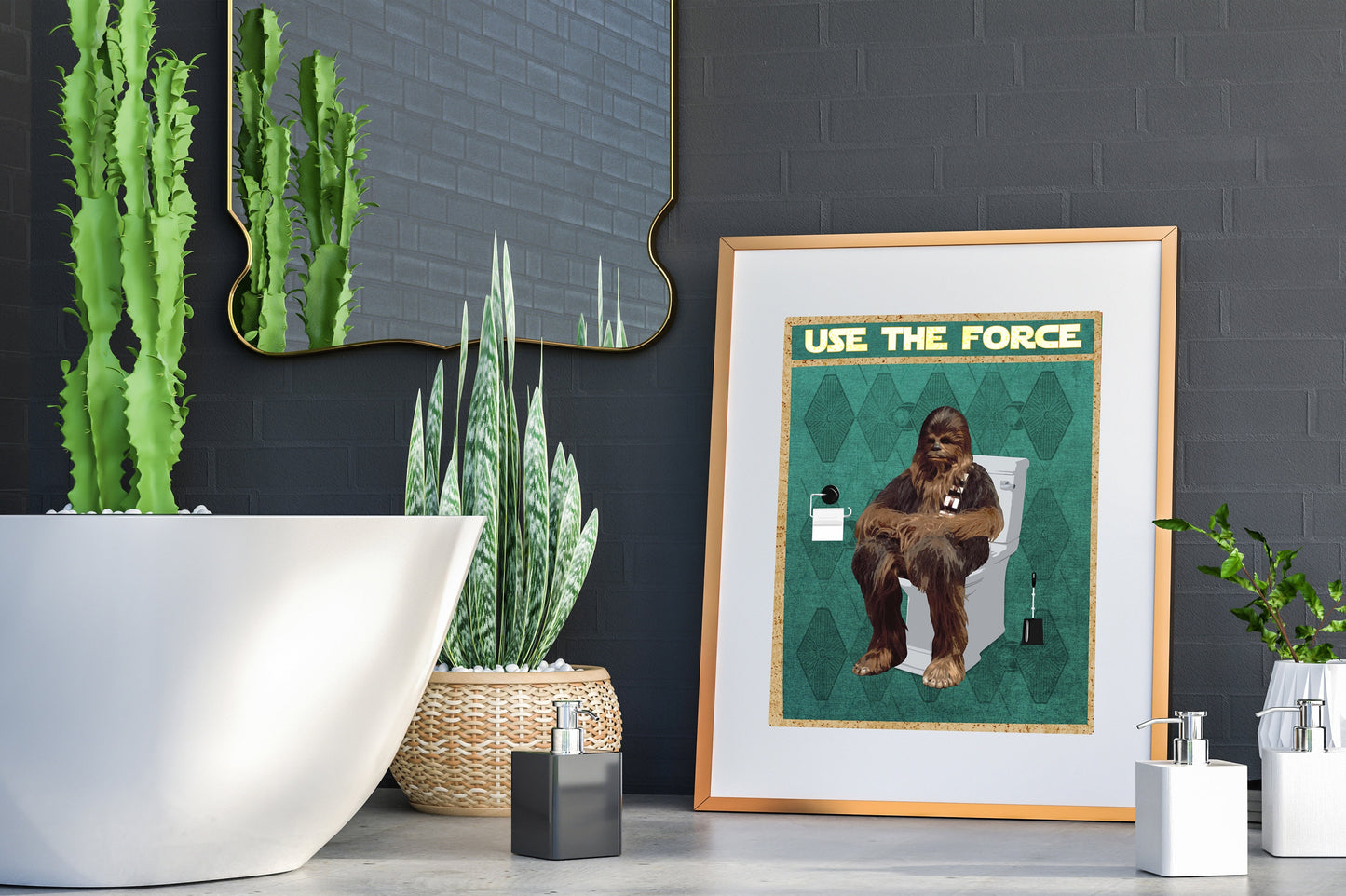 Star Wars Chewbacca Use The Force Art Print, Funny Bathroom Print, Funny Bathroom Decor, Star Wars Bathroom Wall Art, Star Wars Art Decor