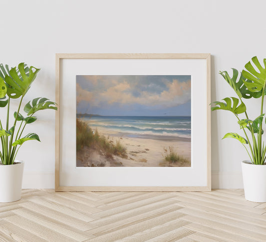 Oil Painting Of Beach Simplistic Art Print, Simplistic Art, Scenic Art