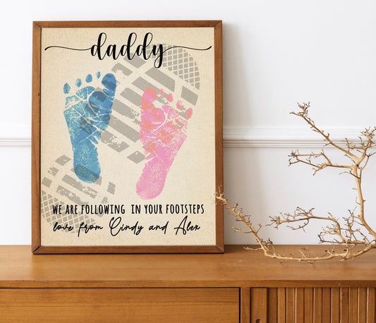 Custom Footprint Father’s Day Gift, Kids Gift to Dad, Handprints, Gift For Dad, Gift From Child, Fathers Day, Art Print