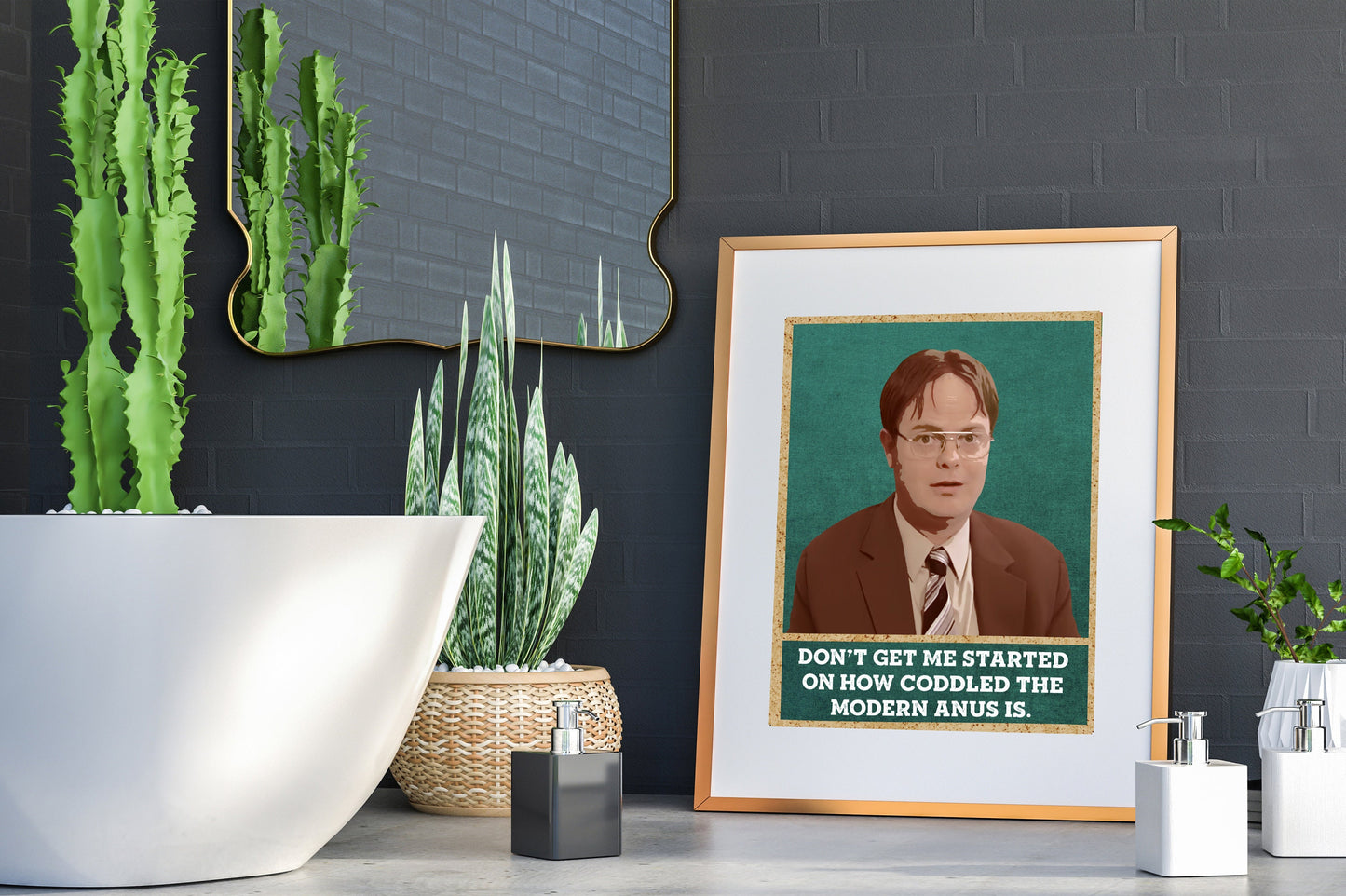 The Office Dwight Schrute Don’t Get Me Started On How Coddled The Modern Anus Is Art Print, Funny Bathroom Print, The Office Bathroom Art