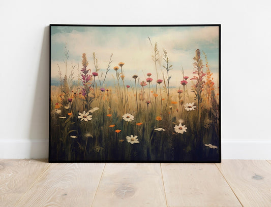 Vintage Looking Flower Field Plant Art Print, Vintage Flower Art, Vintage Garden Art, Flower Print, Flower Art, Nature Wall Decor