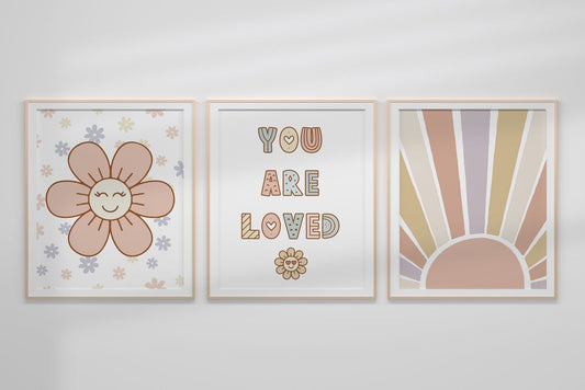 Neutral Baby Nursery Art, Rainbow Nursery, You Are Loved Nursery Decor, Boho Art