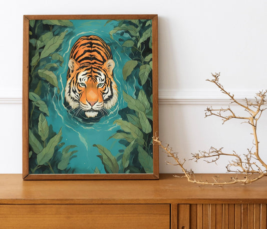 Tiger Illustration Art Print, Tiger Nursery Art, Tiger Boho Art, Animal Nursery Art, Colorful Nursery Art, Nursery Decor, Boho, Tiger Art
