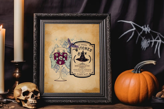 Halloween Vintage Witches Brew Cup Art Print, Vintage Halloween, Vintage Halloween Illustration, Vintage Halloween