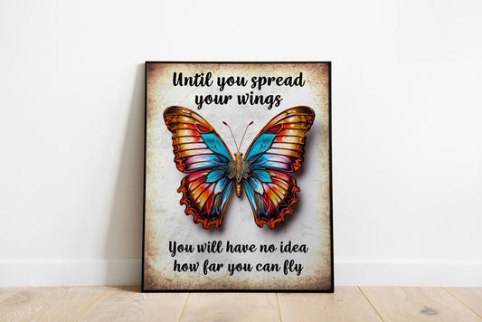 Encouraging Colorful Butterfly Art Print, Rainbow Nursery Art, Encouraging Child Art, Imagination, Nursery Decor, Spread Your Wings