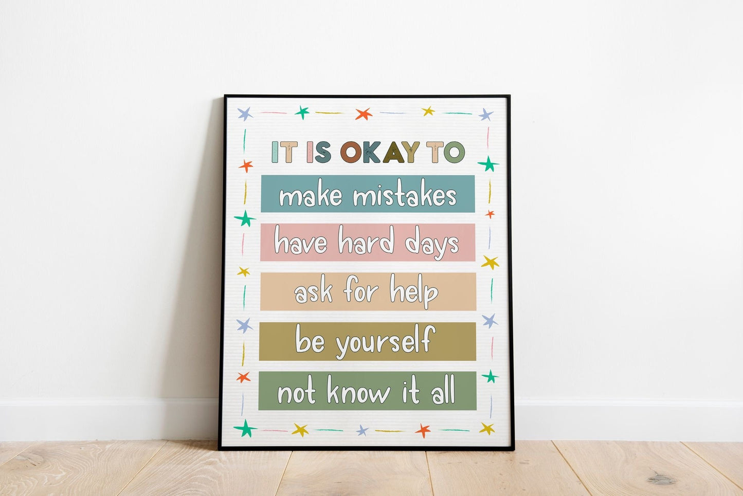 It Is Okay To Encouraging Classroom Nursery Art, Encouraging Child Art, Nursery Art, Nursery Decor, Boho Art, Book Art, Classroom Art