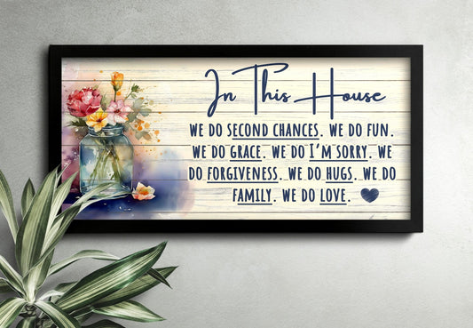 In This House Reminder Wall Decor Canvas, Encouraging Home Decor, Positive Art