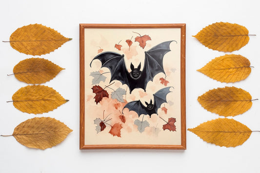 Halloween Couple Bats Vintage Dictionary Art Print